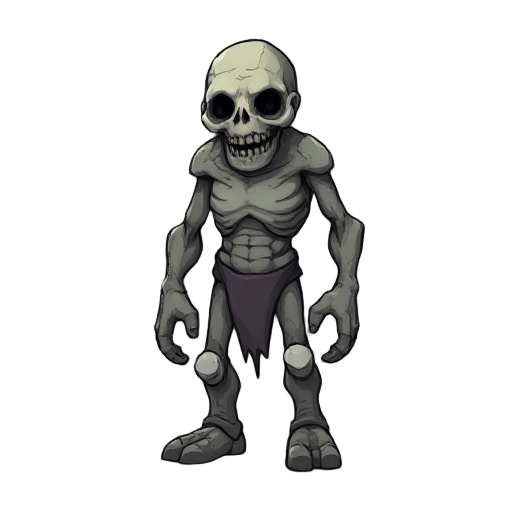 generate a ghoul made from stone, almost short height with a head stuck to budy with no neck. gould has a very heavy weight and his legs almost looks like pilars