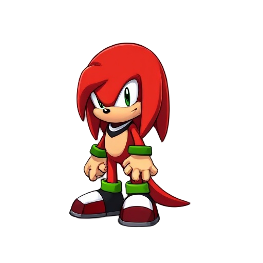 knuckles the echidna, red skin with black and white clothing