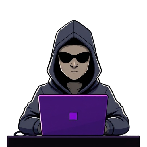 draw an hacker, with a hoodie infront of his laptop, no face, 