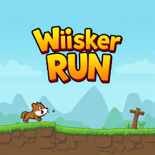 make a 2d platformer main screen for a game called whisker run.  it has to be pixelated