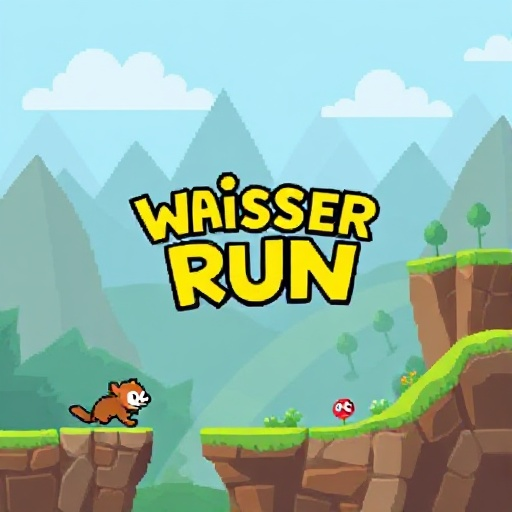 make a 2d platformer main screen for a game called whisker run.  it has to be pixelated