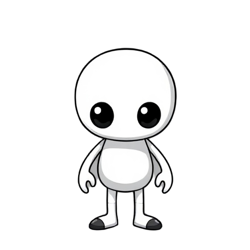um personagem todo branco com olhos pretos