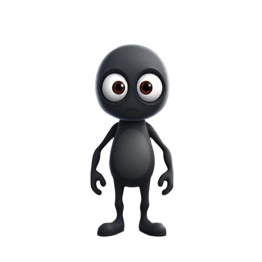 um personagem todo branco com olhos pretos