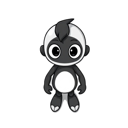 um personagem todo branco com olhos pretos