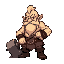 a 2d pixelated muscular dwarf with a giant hammer