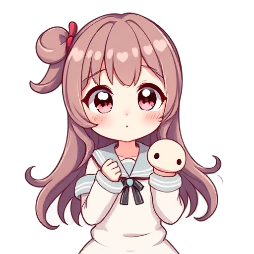 "anime-style female character, cute and playful, tsundere personality, expressive eyes, long flowing hair with slight curls, wearing a cozy school uniform with pastel colors, small blush on cheeks, slightly pouting expression, holding a plushie or small o