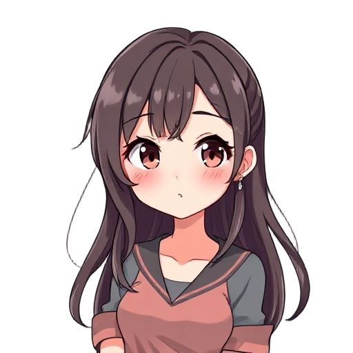 "anime-style young adult female character, cute yet mature, tsundere personality, expressive eyes with slight blush, long flowing hair with soft highlights, stylish casual outfit or slightly elegant dress, subtle flirty pose, playful yet confident express