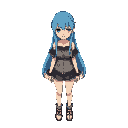 woman with long blue hair