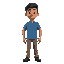 brown man, blue shirt, short black hair