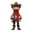 cowboy, no beard, red scarf