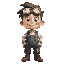 „a 2d cartoon character portrait of ‘flix’, a quirky inventor with messy hair and goggles on his forehead, wearing patched-up steampunk overalls. he’s smiling confidently, bright color palette, comedi