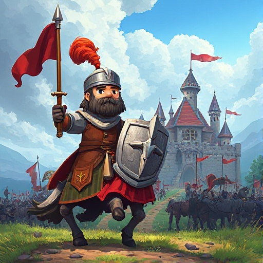 cavaleiro medieval com um campo de batalha