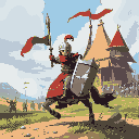 cavaleiro medieval com um campo de batalha