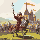 cavaleiro medieval com um campo de batalha