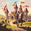 cavaleiro medieval com um campo de batalha