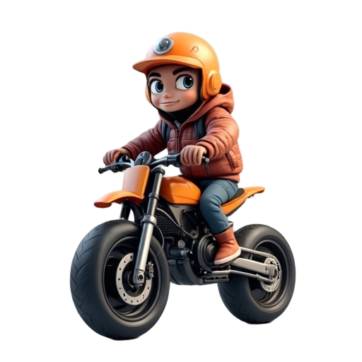 industrial bike rider with name "voowy"