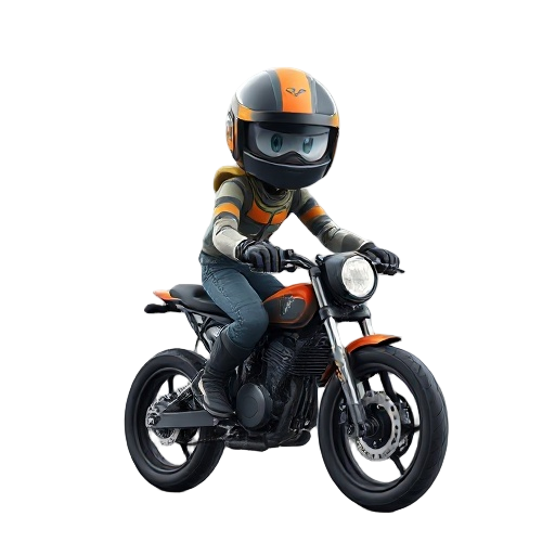 industrial bike rider with name "voowy"