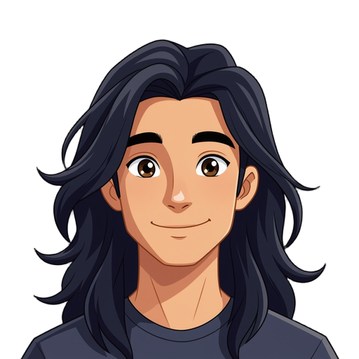 male with long bulk black hair