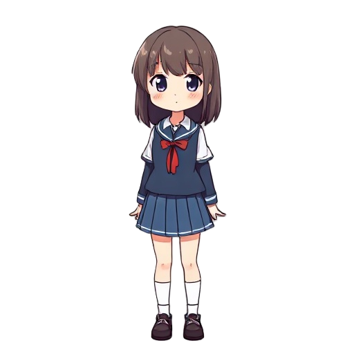 girl in school uniform with medium-length hair