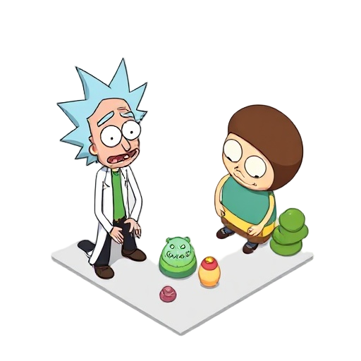 minimalist characters inspired by rick and morty