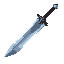 fantasy sword with long thick dark handle and big silver shiny blade
