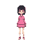 girl character with black hair and pink outfit 