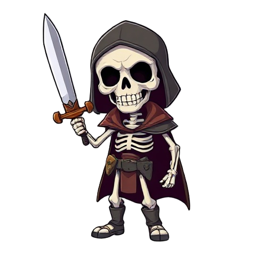 a skeleton with sword 