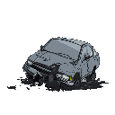 vertical smashed car into the ground