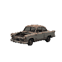 rusted, destroyed car