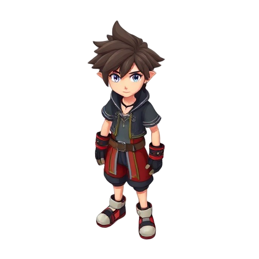 a isometric kingdom hearts looking character