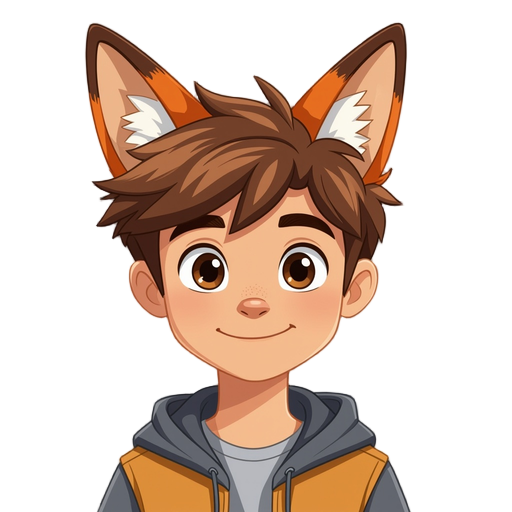 a young boy 16 years old with 2 ears of fox