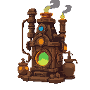 a steampunk furnace alchemy machine that makes spells automatically