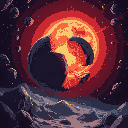 asteroid slowly breaking apart near a supernova, game background/map