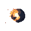 asteroid slowly breaking apart near a supernova, game background/map