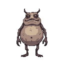 a corpulent creature with tiny legs and tiny arms, with lots of stitches, it has two heads, three legs and mouth on its belly, dark fantasy themed