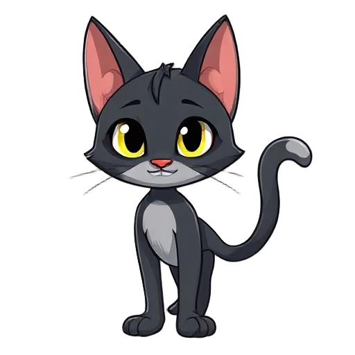 gato preto humanoide de desenho animado 