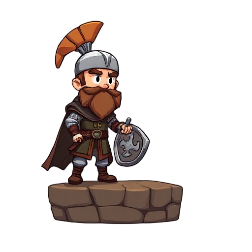 a 2d character for a platform game medieval warrior looking left