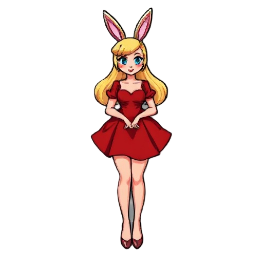 red dress. blonde hair. 8bit. jessica rabbit type 