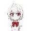 anime girl, white short hair, yellow eyes, red bow, white shirt