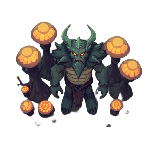 create an boss for a map of a forest who has a lot of glowing trees and mushrooms
