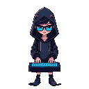 cyberpunk-style hacker girl, neon-lit city background, wearing a hood and ar glasses, holographic code floating in a dark room, typing on a futuristic keyboard.