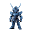 a blue mecha samurai