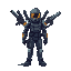**prompt:**    "create a pixel art character of a collection of creative and innovating weapons in cyberpunk victoran age based, for a retro video game style.