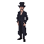 **prompt:** "create a pixel art character of a victorian-era professor in a retro video game style. the professor is tall and slender, with an elegant posture. he wears a long dark coat with a high