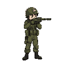 soldier standing and aiming side view but nothing in hands