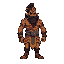 indian mythological character like bheem bulky pixelated metroidvania character with idle sprite