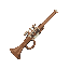 trumpet, musket gun, top-down view