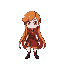 a girl with long orange hair and white skin wearing a red outfit