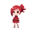a red-haired and white girl wearing a red outfit