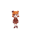 a girl with orange hair and white skin wearing a red outfit